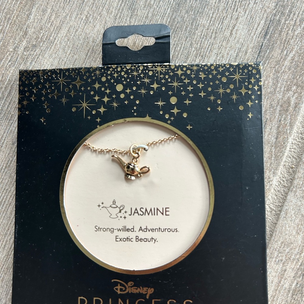 Disney princess Jasmine Lamp Gold Necklace strong willed, adventurous, exotic